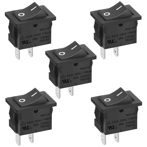 Heschen Wippschalter, rechteckig, schwarz, ON-OFF SPST 2 Positionen 2 Klemmen 6A 250VAC / 125VAC UL VDE 5 Pack Heschen Wippschalter, rechteckig, schwarz, ON-OFF SPST 2 Positionen 2 Klemmen 6A 250VAC / 125VAC UL VDE 5 Pack von Heschen