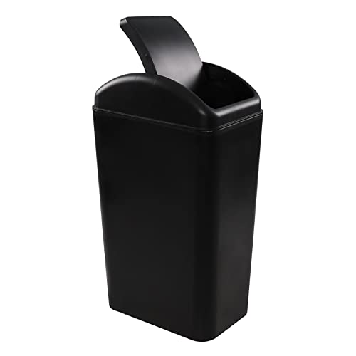 Hespapa Mülleimer aus Kunststoff, schmal, klein, schwarz, mit Schwingdeckel, 14 l von Hespapa