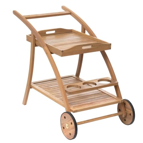 Hespéride - 2-stöckige Anrichte Tiwi Akazienholz - 2 Räder - Akazie, FSC® - Akazie von Hespéride