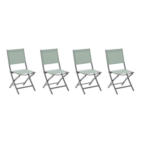 Hespéride - 4er-Set klappbare Gartenstühle ESSENTIA Olivgrün & Graphit - Epoxidbeschichtetes Aluminium - Texalin - Olivengrün/Graphit von Hespéride