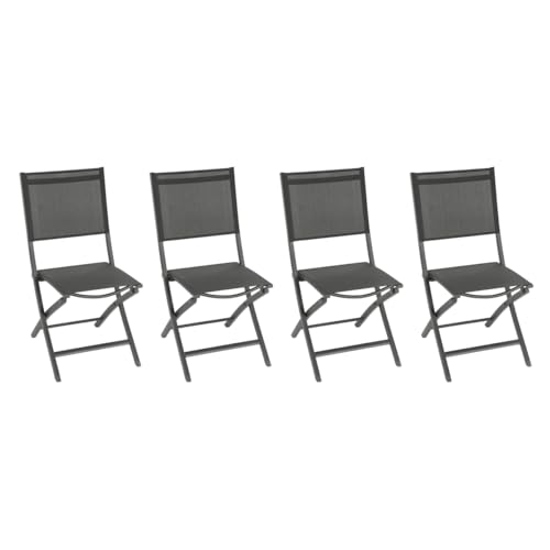 Hespéride - 4er-Set klappbare Gartenstühle Essentia in Anthrazitgrau und Grau - Anthrazit/Graphit von Hespéride