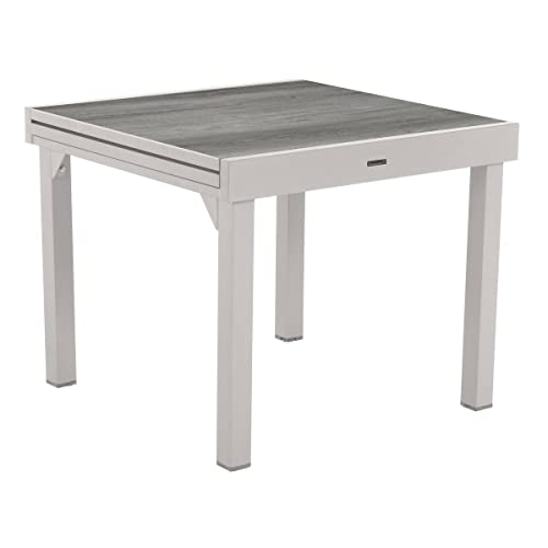 Hespéride - Ausziehbarer Garten-Tisch Piazza Grau Rauch & Weiß - 8 Sitze - Rauch/Weißgrau von Hespéride