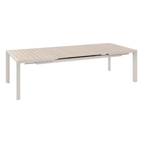 Hespéride - Ausziehbarer Gartentisch Evasion Holzeffekt Leinen & Lehmfarben - 10 Plätze - Epoxidbeschichtetes Aluminium - Lin/Ton von Hespéride