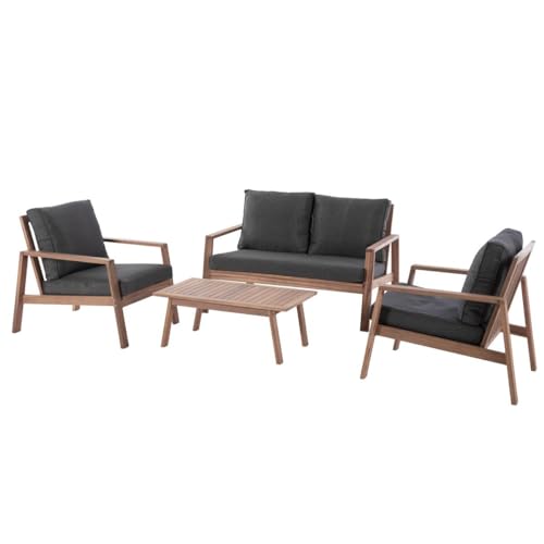 Hespéride - Gartengarnitur Tiwi Akazie - 4 Sitze - Polyester, FSC® - Kohlenstoff/Akazie von Hespéride