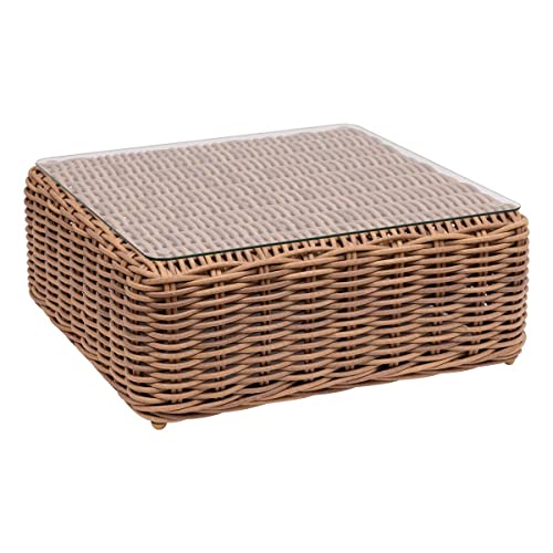 Hespéride - Gartenquadratischer Beistelltisch Savinia Tahini - 80 x 80 x 32 cm - Tahini von Hespéride