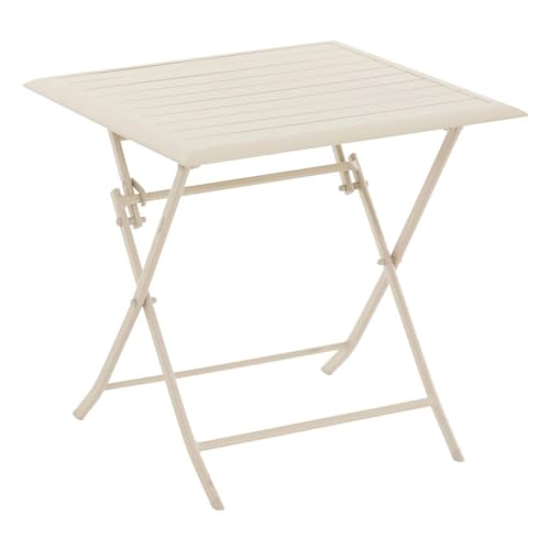 Hespéride - Quadratischer klappbarer Gartentisch Azua Lehmfarben - 2 Plätze - epoxidbeschichtetes Aluminium - Ton von Hespéride