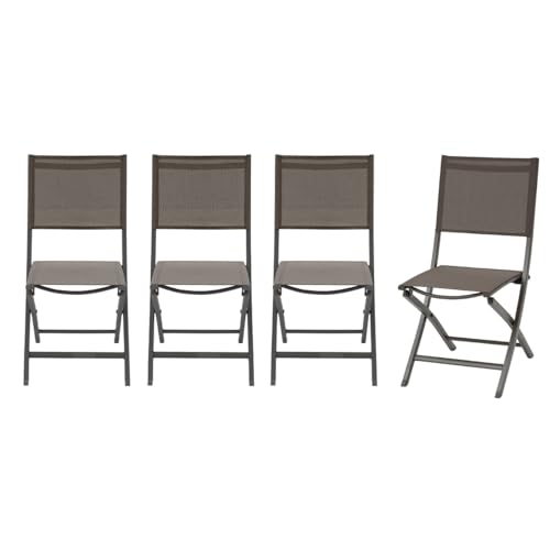 Hespéride - Set aus 4 gartenklappstühlen essentia wenge & praliné Aluminium und texaline von Hespéride
