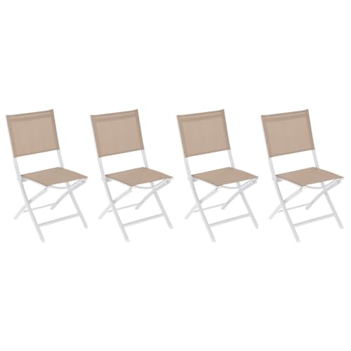 Hespéride - Set mit 4 klappbaren Gartenstühlen Essentia Leinen & Weiß - Lin/Weiß von Hespéride