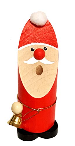 Hess Holzspielzeug 40015 - Räuchermann aus Holz, Weihnachtsmann mit Glöckchen, ca. 13 cm, Dekoration für die Advents- und Weihnachtszeit aus dem Erzgebirge von Hess Holzspielzeug