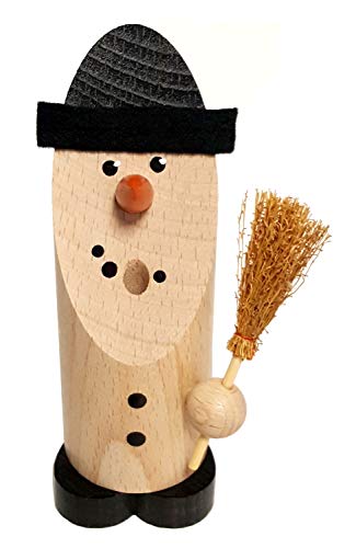 Hess Holzspielzeug 40016 - Räuchermann aus Holz, Räucherfigur mit Besen, ca. 13 cm, Dekoration für die Advents- und Weihnachtszeit aus dem Erzgebirge von Hess Holzspielzeug