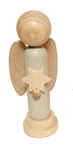 Hess Holzspielzeug 40042 - Engelsfigur aus Holz, mit Herz, weiß bemalt, ca. 12 cm, hergestellt im Erzgebirge, als Geschenkidee, Dekoration und für Engelsliebhaber von Hess Holzspielzeug