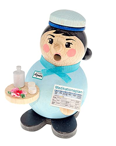 Hess Holzspielzeug 40047 - Original Kugel-Räuchermann aus dem Erzgebirge, Schwester Agnes, handgefertigte Räucher-Figur aus Holz, Räuchermännchen geeignet für Räucherkerzen von Hess