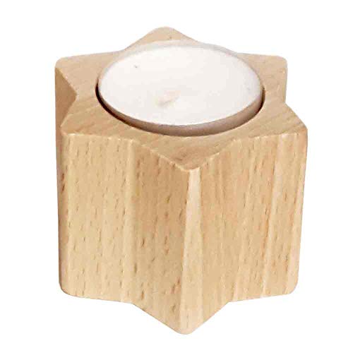Hess Holzspielzeug 40031 - Teelichthalter in Sternenform, aus Holz, natur, ca. 5 cm, Dekoration für besondere Anlässe aus dem Erzgebirge von Hess Holzspielzeug