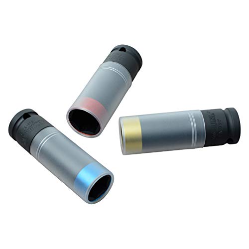 Hesselink FN-P Serie 3er Set Kraft-Stecknüsse 1/2" I ideal zum Schutz Ihrer Felgen beim Räderwechsel am PKW I für Schlagschrauber geeignete Felgennuss I SW 17, 19, 21 mm Reifenwechsel Schonnuss von Hesselink