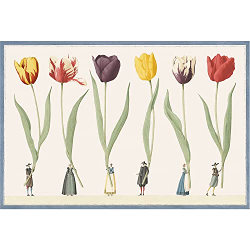 Hester and Cook Papier-Tischsets mit Blumenmuster für den Esstisch – Tulpen Einweg-Tischsets für Frühling und Sommer – 24 Blatt pro Block, hergestellt in Amerika von Hester and Cook