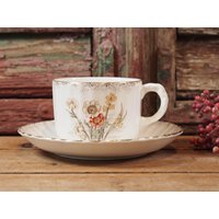 Tasse Und Untertasse - Societe Ceramique, Blumen 1900, Preis Pro Set von HestiaBrocante