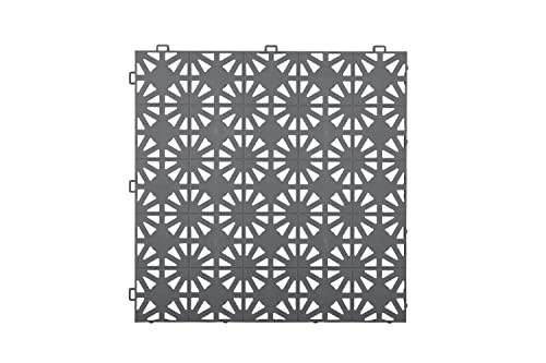 Kunststofffliesen Hestra Classic 02010 | Balkonfliese Stecksystem Innen- und Außenbereich | Bodenplatten wetterfest | 11 Fliesen à 30x30 cm (Dunkelgrau) von HestraPlattan