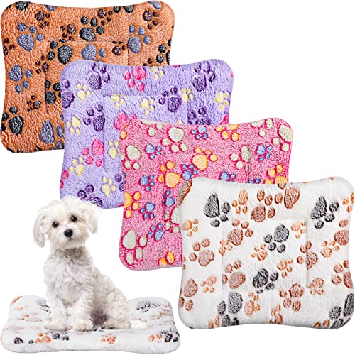 Hestya 4er Pack Ultraweiche Hundebetten Katzenkissen mit Süß Muster Wendbar Kleintier Fleece Bett Hund Käfig Unterlage Waschbar Verdickt Meerschweinchen Bett Matte (33 x 47 cm) von Hestya