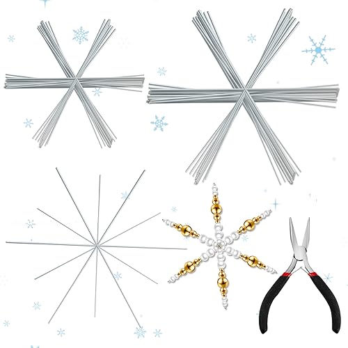 Hestya 60 Stück Drahtsterne für Kunstperlen Kunststoff E mit Spitzzange 9,5 cm 11,5 cm Basteln Drahtsterne Rohlinge Weihnachtsdeko Bastelset für Weihnachtsbaum Fenster Tür Deko von Hestya