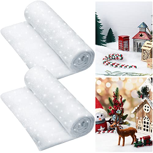 Hestya Weihnachten Schneedecken Rolle für Verschneite Dekoration Weiß Glitzer Weihnachtsdecke Kunstschnee Teppich Flauschig Kunstschnee Dekoration für Party Deko (2er Pac, 4,9 x 6,5 Fuß) von Hestya