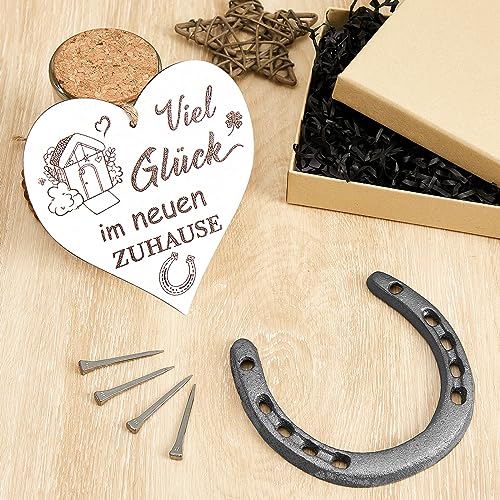 Hufeisen Glücksbringer Geschenk Set mit Hufeisen 4 Nägel Herzschild mit Motiv Viel Glück im Neuen Zuhause Einweihungsgeschenk Hufeisen Glücksbringer Geschenk Set mit Hufeisen 4 Nägel Herzschild mit Motiv Viel Glück im Neuen Zuhause Einweihungsgeschenk von Hestya