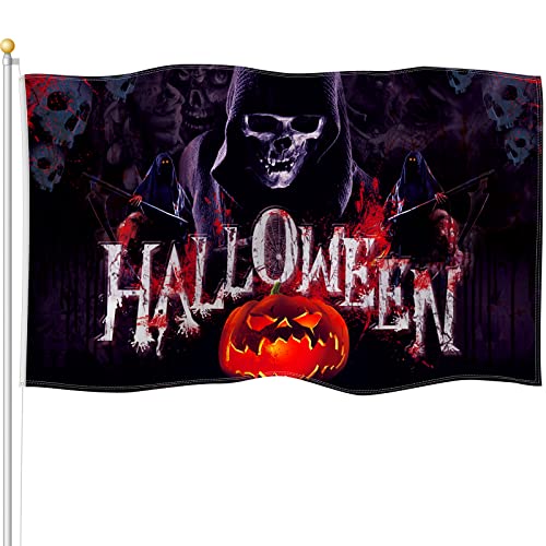 Weihnachten Halloween Erntedankfest Garten Flagge Doppelseitig Polyester Hausflagge Banner Feiertag Vintage Hof Flagge für Terrasse Rasen Outdoor, 3 x 5 Fuß (Halloween Stil) von Hestya