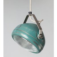 No.5 Scheinwerfer-Hängelampe Aqua - Hergestellt Aus Vintage-Scheinwerfer Hängelampe Mit Eisenschnur von HetLichtlab