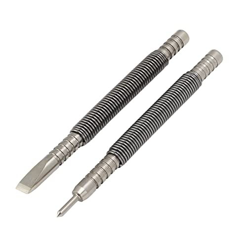 HETHLIF Abstellgleisentfernungswerkzeug, Federnagel Set Nagel Setzer Hoher Kohlenstoffstahl Doppelende Federnägel Punch Tool 2 Stecknägel Set Tool Hammerless Nagel Punch von Hethlif
