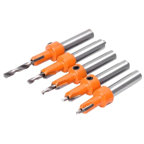 HETHLIF Countersink Drill Bit Set, Countersink Bit Drill - mit Hex -Sockelschlüssel und Schrauben Sie 5pcs Holzbearbeitung Selbstklang für Holz, Aluminiumlegierung Countersinking, Öffnen von Hethlif