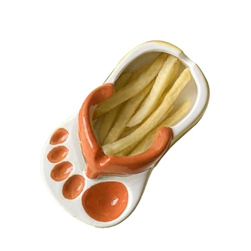 HETHLIF French Fry Halter, Frites Pommesehalter Wurstwaren Accessoires Snackplatte Keramik Niedliche Flip -Flops Geformt für Snack, Chip, Sojasauce Serviert (ORANGE) von Hethlif