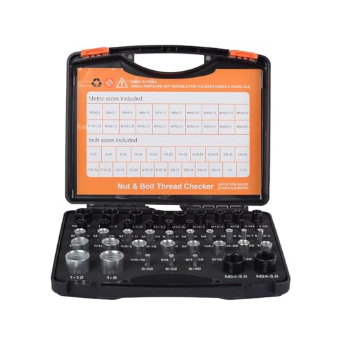 HETHLIF Gewindeprüfung, Schraubengewinde -Überprüfungs -Gewinde und Bolzengewinde 23pcs Imperial 21pcs Metrische Messmutter für Geschlossene Bereiche Erkennung von Hethlif
