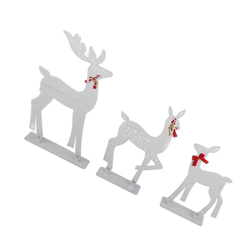 HETHLIF Rentier -Weihnachtsdekoration, Weihnachtsdekorationen Im Freien Hirsch Weihnachtsdekor Beleuchtete Tabletop - 3pcs Warmes Weißes Licht Eisen LED Rentierfamilie für Außeneinstrahlung von Hethlif