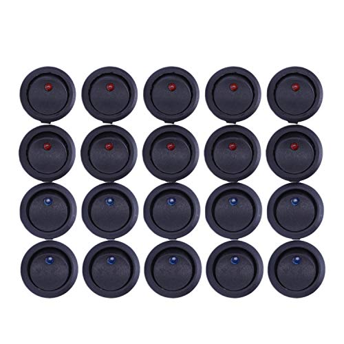 Hethlif 20 StüCke 12 V 20A Ampere ein/Aus / 3 Position Terminal Runde Wippe LED Kippschalter Blau und Rot von Hethlif