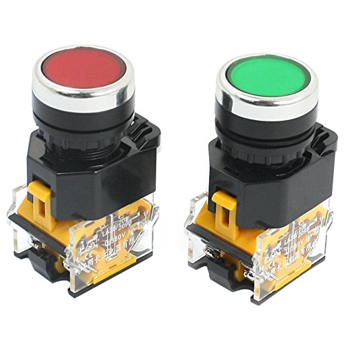 Hethlif 2Pcs 22Mm Mount 10A 380V DPST Rot GrüN Momentary Push Button Switch Hethlif 2Pcs 22Mm Mount 10A 380V DPST Rot GrüN Momentary Push Button Switch von Hethlif