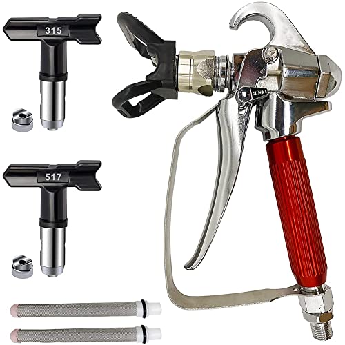 Hethlif Airless Farbe SpritzgeräT mit 2 Teiliger Farbe SprüHen Spitze (315,517) und DüSen Schutz + 2 Teiligem Airless Spritzen Filter für Pump SprüHgeräT von Hethlif