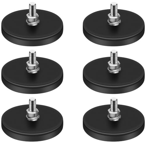 Hethlif Gummibeschichtete Magnete, 22LBS Neodym-Magnetbasis mit M6-Gewindemagnet mit Schrauben und Muttern, Magnete Halten Langlebig, Schwarz, 6 Stück von Hethlif