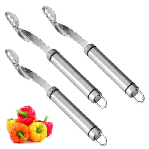 3 Stück Paprika Entkerner Edelstahl Chili Samenentferner Pfeffer Kernentferner Pepper Seed Corer für Apfel Bananen Obst Gemüse 3 Stück Paprika Entkerner Edelstahl Chili Samenentferner Pfeffer Kernentferner Pepper Seed Corer für Apfel Bananen Obst Gemüse von Heting-YQ