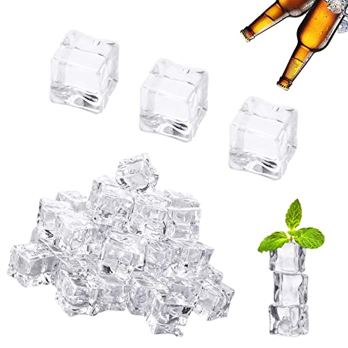 60 Stück Künstliche Acryl Eiswürfel Klare Gefälschte Eiswürfel Kunststoff Transparent Dauereiswürfel Wiederverwendbar Für Photographieren Props Oder Dekoration von Heting-YQ