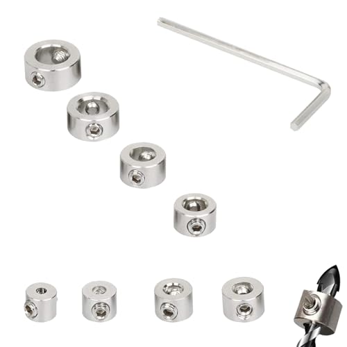 9 Stück Tiefenanschlagringe Set Tiefenbegrenzer Bohrer Ring Positionierer Edelstahl Tiefenstopp mit Sechskantschlüssel für Bohrer Holzbearbeitung von Heting-YQ