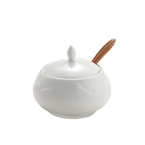 Keramik Zuckerdose Mit Deckel und Bambus Löffel Gewürzgläser Salztopf für Haus und Küche von Hetoco