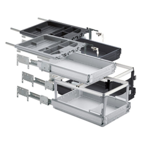 HETTICH - Büromöb.-Container-Set,mit Voll- u. Überauszug,Systema Top 2000 46744,Stahl von Hettich