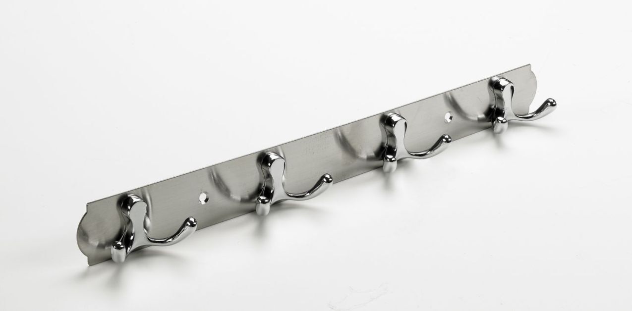 Hakenleiste, 4 Haken, 380 x 38 x 33 mm, Edelstahl, Zinkdruckguss verchromt Hakenleiste, 4 Haken, 380 x 38 x 33 mm, Edelstahl, Zinkdruckguss verchromt von Hettich