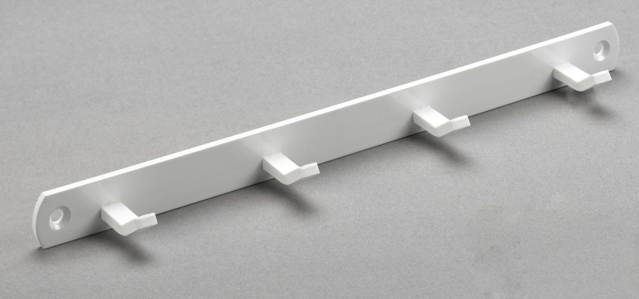 Haushaltsleiste, 4 Haken, 270 x 20 x 30 mm, Metall weiß Haushaltsleiste, 4 Haken, 270 x 20 x 30 mm, Metall weiß von Hettich