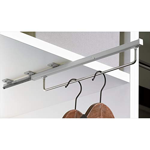 Hettich 9136280 Quadro Schrankgarderobe ausziehbar, 497 x 48 x 60 mm, Silber lackiert von Hettich