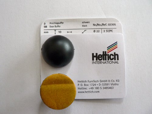 Hettich Anschlagpuffer Gummi selbstklebend schwarz, Ø 22 mm, H: 10 mm, 2 Stück, Artikelnr. 2305 von Hettich