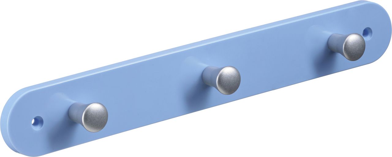 Hettich Garderobenleiste 3 Haken 28,0 x 4,0 x 0,8 cm hellblau von HETTICH