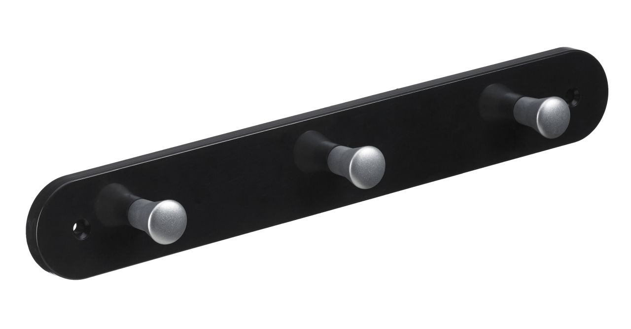 Hettich Garderobenleiste 3 Haken 28,0 x 4,0 x 0,8 cm schwarz von HETTICH