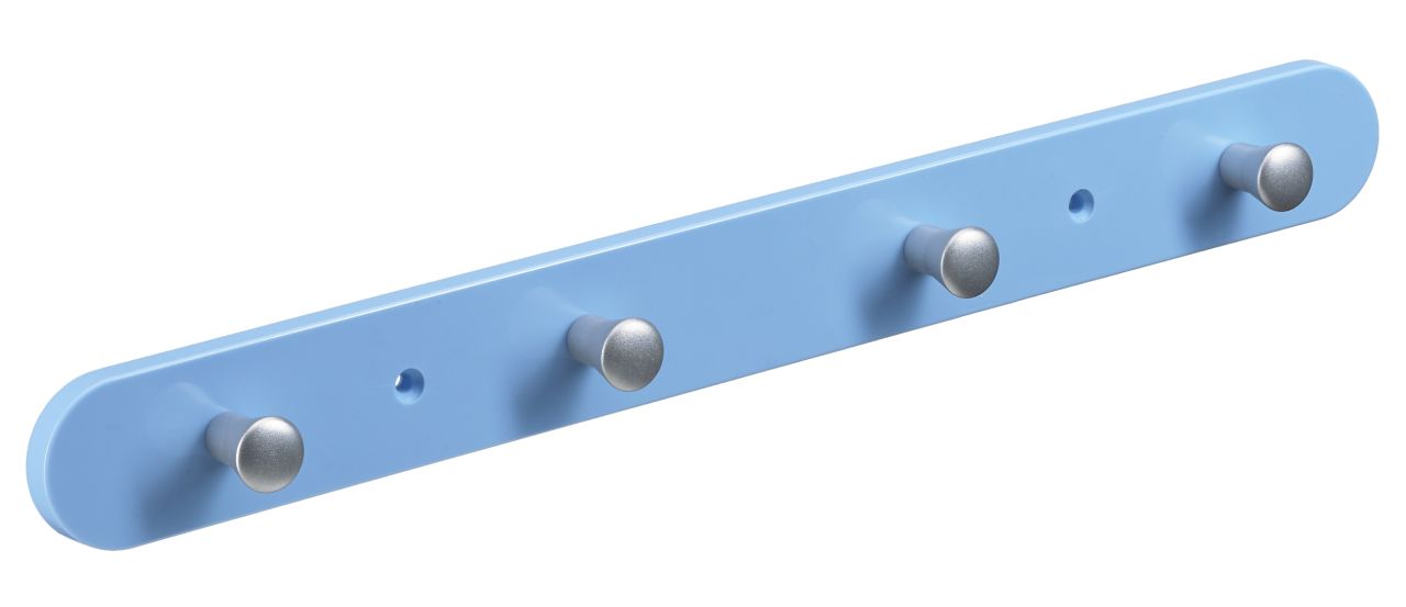 Hettich Garderobenleiste 4 Haken 38,0 x 4,0 x 0,8 cm hellblau von HETTICH