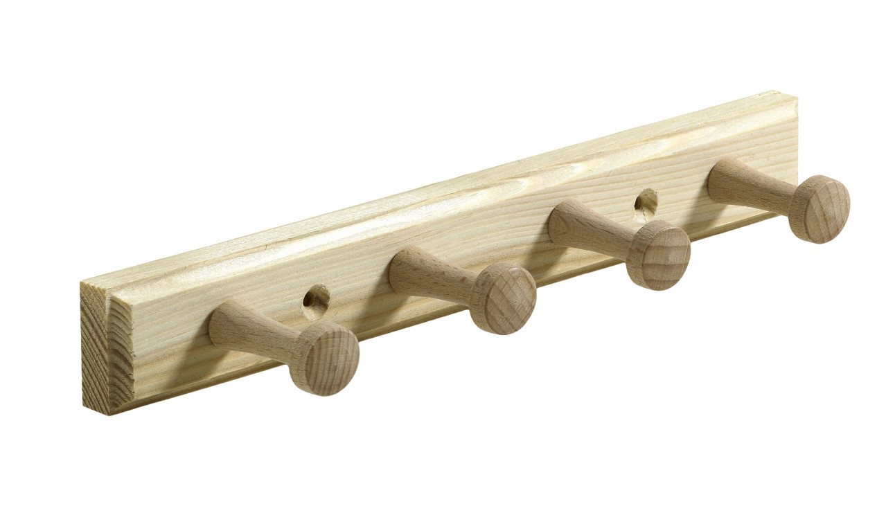 Hettich Garderobenhaken Hettich Holzgarderobe 4 Haken 24,0 x 3,5 x 5,5 cm von Hettich