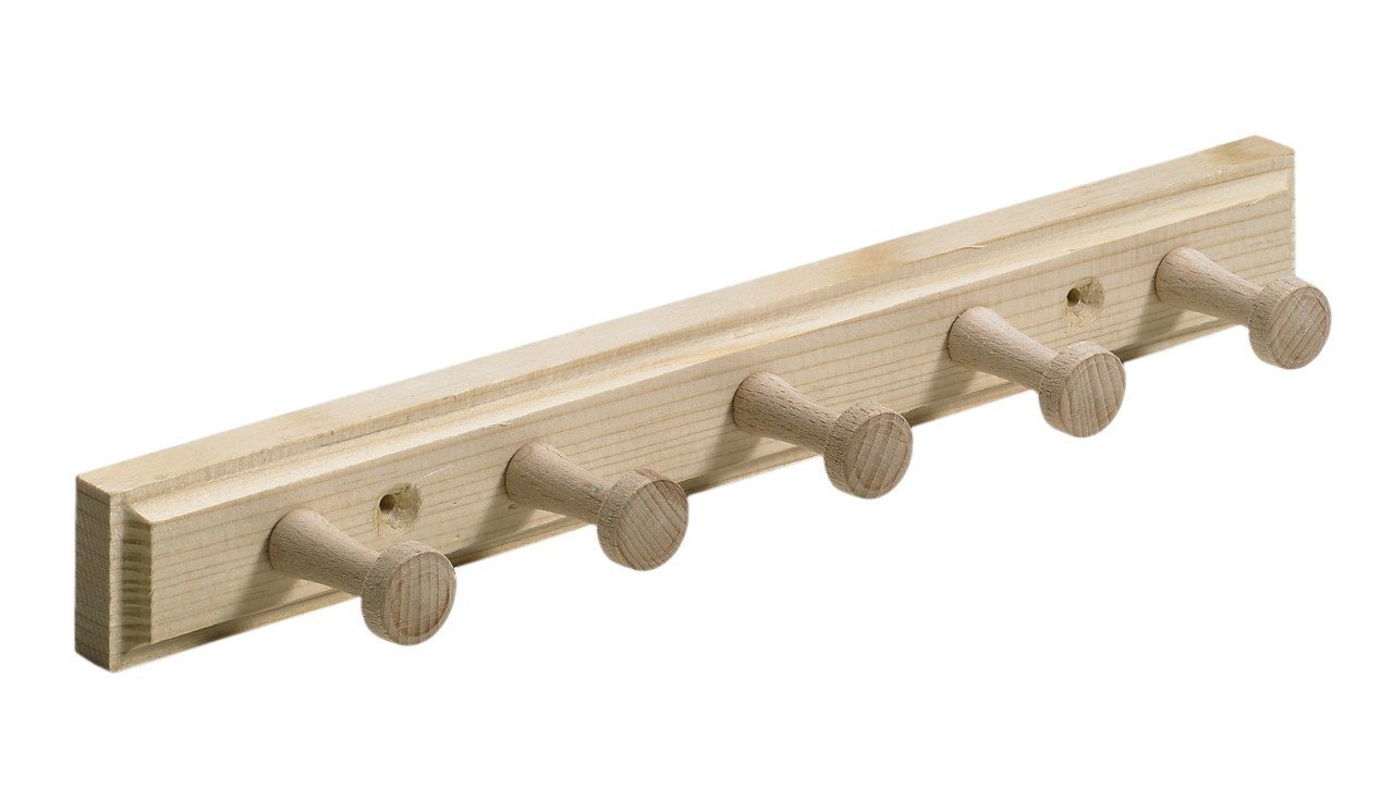 Hettich Garderobenhaken Hettich Holzgarderobe 5 Haken 30,0 x 3,5 x 5,5 cm von Hettich